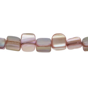 Mother-of-pearl shell 1pkg1, triangle tube bead 15 inch light orchid and beige 6x6mm-9x7mm
