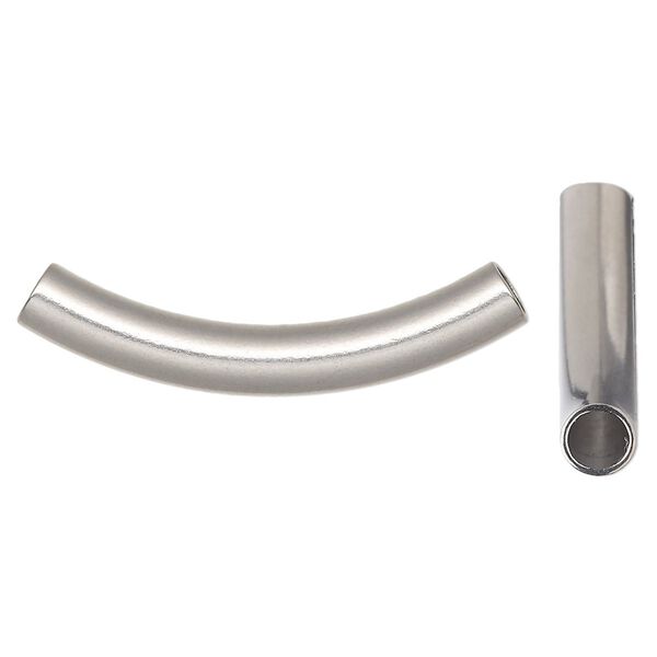 Bead 1pkg4 stainless steel, 40x6mm curved tube image number 0
