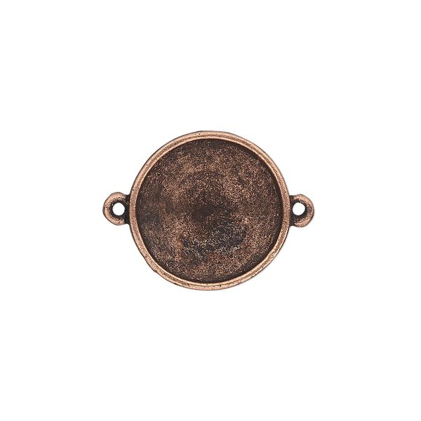 Link, Almost Instant Jewelry&reg;, antique copper-plated pewter (tin-based alloy), 18mm round with 16mm rivoli setting. Sold individually. image number 0