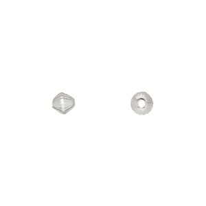 Bead 1pkg100 silver-plated, 5mm corrugated double cone, brass