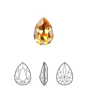 Fancy stone 1pkg1 dark orange (HICT) foil back, Crystal Passions&reg; 14x10mm pear 4320