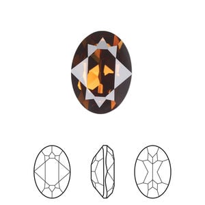 Fancy stone 1pkg1 smoked topaz foil back, Crystal Passions&reg; Regenerated 18x13mm oval 4120