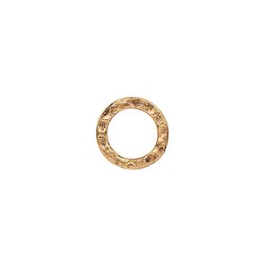 Component, antique gold-plated steel, 12mm double-sided hammered flat round. Sold per pkg of 12.