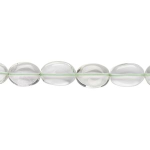 Green quartz 1pkg1, hand-cut puffed oval bead 7 inch 10x7mm-12x8mm
