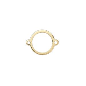Link, gold-plated brass, 13mm open round. Sold per pkg of 20.