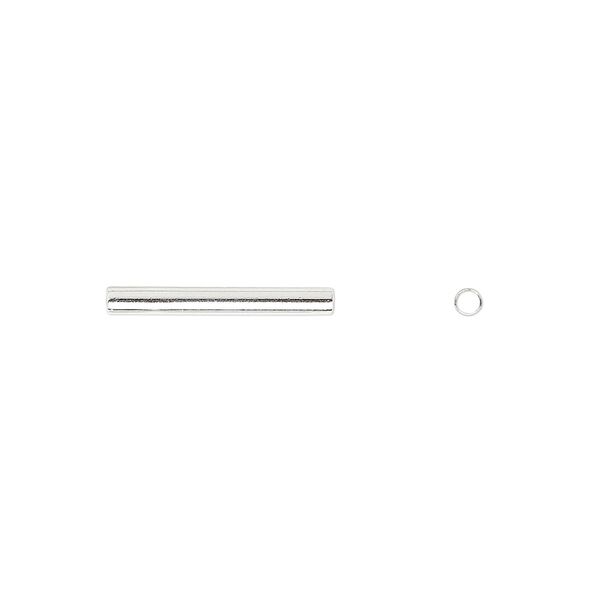 Bead 1pkg100 silver-plated, 16x2mm tube, brass image number 0