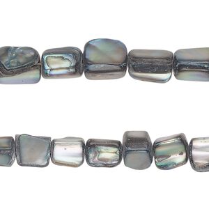 Mother-of-pearl shell 1pkg2, chip bead 15 inch dark turquoise blue medium to large