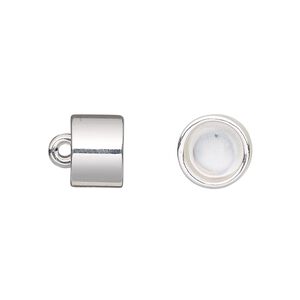 Cord end glue-in 1pkg2 "pewter", 10.5x8mm barrel / 8mm inside diameter, silver-finished
