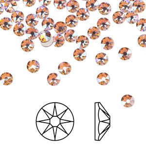 Flat back 1440pk light rose shimmer foil back, Swarovski&reg; 3.8-4mm rose round SS16 2088