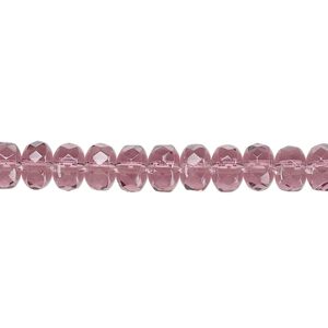 Bead, Czech fire-polished glass, amethyst purple, 7x5mm faceted rondelle. Sold per 15-1/2" to 16" strand.
