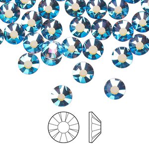 Flat back 24pk denim blue AB foil back, Preciosa MAXIMA Czech crystal rhinestone 6.3-6.5mm chaton rose round SS30