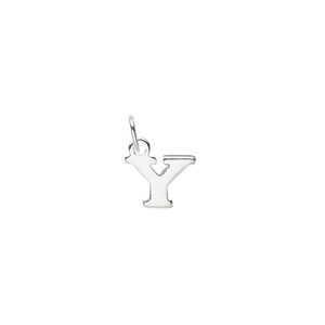 Charm, sterling silver, 10x7mm block alphabet letter "Y." Sold individually.