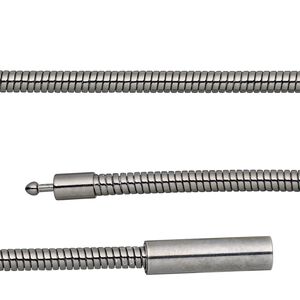 Chain 1pkg1 omega, gunmetal-plated, 3mm / pop-style clasp, brass 7.5 inch