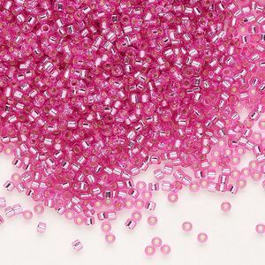 Seed bead, Delica&reg; 1pkg7.5g glass, #11 round, Duracoat&reg; opaque silver-lined pink parfait / outside dyed (DB-2153)
