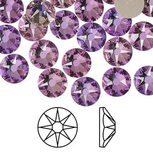 Flat back 12pk crystal vitrail light foil back, Crystal Passions&reg; 8.412-8.672mm rose round SS40 2088