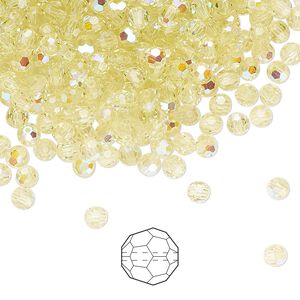 Bead 720pk jonquil AB, Preciosa Czech crystal 3mm round