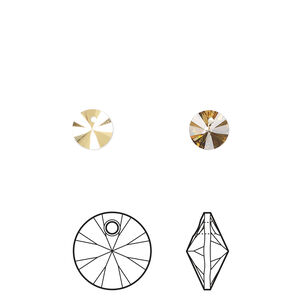 Drop 1pkg12 crystal aurum, Crystal Passions&reg; 6mm pendant mini disk 6428