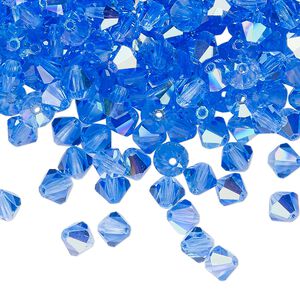 Bead 576pk sapphire glitter, Preciosa Czech crystal 5mm bicone