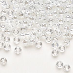 Seed bead, Miyuki, glass, pkg/250g, #6 rocaille, translucent luster crystal clear, (RR-160).