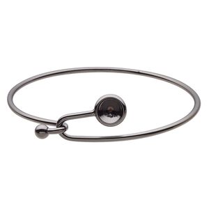 Bracelet, Almost Instant Jewelry&reg;, bangle, black-finished brass, 17mm wide with SS39 rivoli glue-in setting and hook closure, 7-1/2 inches. Sold individually.