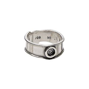 Ring, JBB Findings, antiqued sterling silver, 8mm wide flat band with SS16 flat back setting, size 6. Sold individually.