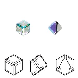 Fancy stone 2pk crystal AB CAL VZ, Crystal Passions&reg; 6mm cube 4841