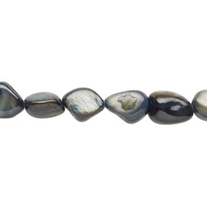 Mother-of-pearl shell 1pkg1, pebble bead 30 inch steel small to large