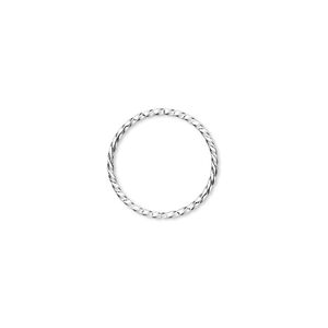 Jump ring 1pkg100 silver-plated, 15mm twisted round, 20 gauge / 13.6mm inside diameter / brass