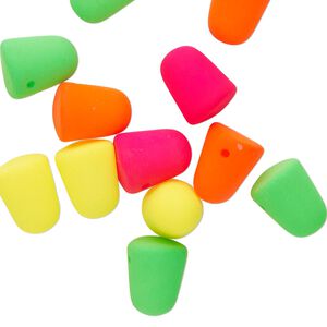 Bead mix, glass, opaque neon mixed colors, 10x8mm top-drilled drop. Sold per pkg of 12.