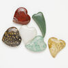 Multi-gemstone 1pkg6, half-drilled puffed / flat heart, focal mix 33x29mm-64x34mm image number 0