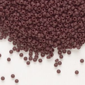 Seed bead, Miyuki, glass, pkg/250g, #11 rocaille, opaque matte espresso, (RR-409F).