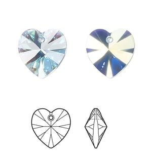 Drop 24pk aquamarine AB, Crystal Passions&reg; 14mm pendant heart 6228
