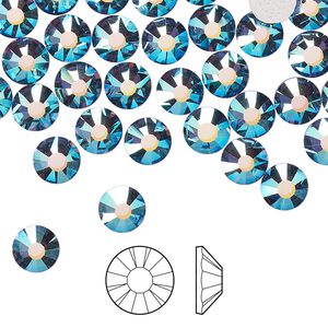 Flat back 288pk denim blue AB foil back, Preciosa MAXIMA Czech crystal hotfix rhinestone 6.3-6.5mm chaton rose round SS30