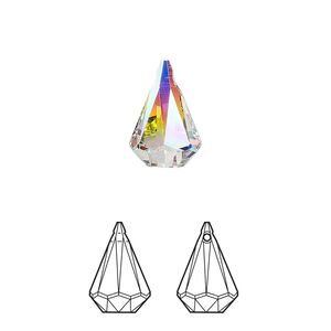 Drop 72pk crystal AB, Swarovski&reg; 14x9mm pendant prismatic 6022