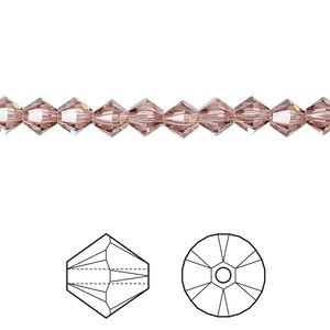 Bead 144pk blush rose, Crystal Passions&reg; 5mm bicone 5328