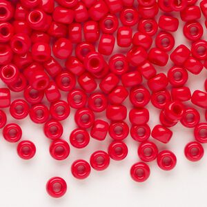 Seed bead, Miyuki, glass, pkg/25g, #6 rocaille, opaque red, (RR-408).