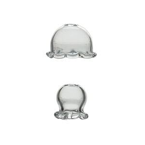 Component, glass, clear, 24x16mm and 16x16mm jellyfish, handmade. Sold per 2-piece set.