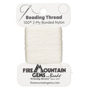 Thread, nylon, off-white, size AA. Sold per 50-yard card.