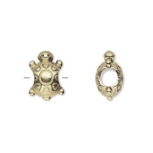 Bead 1pkg12 gold-finished "pewter", 15x10.5mm turtle / 2sided, antique Dione&reg;