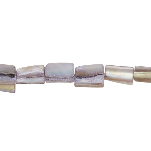 Mother-of-pearl shell 1pkg1, triangle tube bead 15 inch blue / lavender / tan 8x5mm-10x9mm image number 0