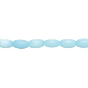 Bead, fiber optic glass, pkg/14 inch, opaque sky blue, 7x5mm center-drilled oval.