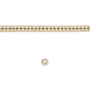 Bead 1pkg1 brass, 3x2mm rondelle, 8 inch