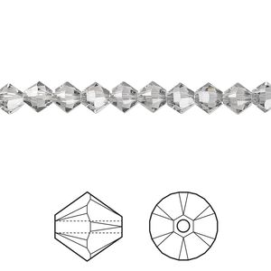 Bead 24pk black diamond, Crystal Passions&reg; 5mm bicone 5328