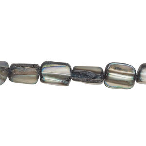 Mother-of-pearl shell 1pkg1, triangle tube bead 15 inch steel blue 8x6mm-11x10mm