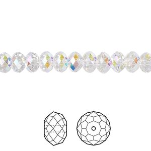 Bead 12pk crystal AB, Crystal Passions&reg; 6x4mm rondelle 5040