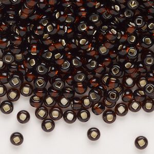Seed bead, Preciosa Ornela Czech glass, pkg/500g, #6 rocaille, transparent silver-lined root beer, (17140).