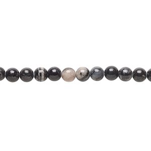 Black silk stone (onyx marble) 1pkg1, round bead natural 15.5-16 inch 4mm