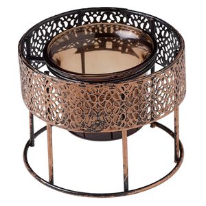 Candle Holder 1pkg1 copper-finished, 3.5x2.75 inch round, steel antique