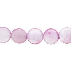 Mother-of-pearl shell 1pkg1, puffed flat round bead 15 inch thistle 9-11mm