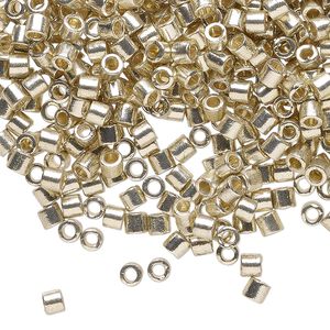 Seed bead, Delica&reg; 1pkg7.5g glass, #8 round, Duracoat&reg; opaque galvanized silver / outside dyed (DBL-1831)